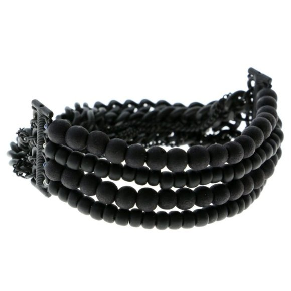 Lane Bryant black bead and chain stretch bracelet - Picture 4 of 6